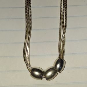 Silver triple bead necklace